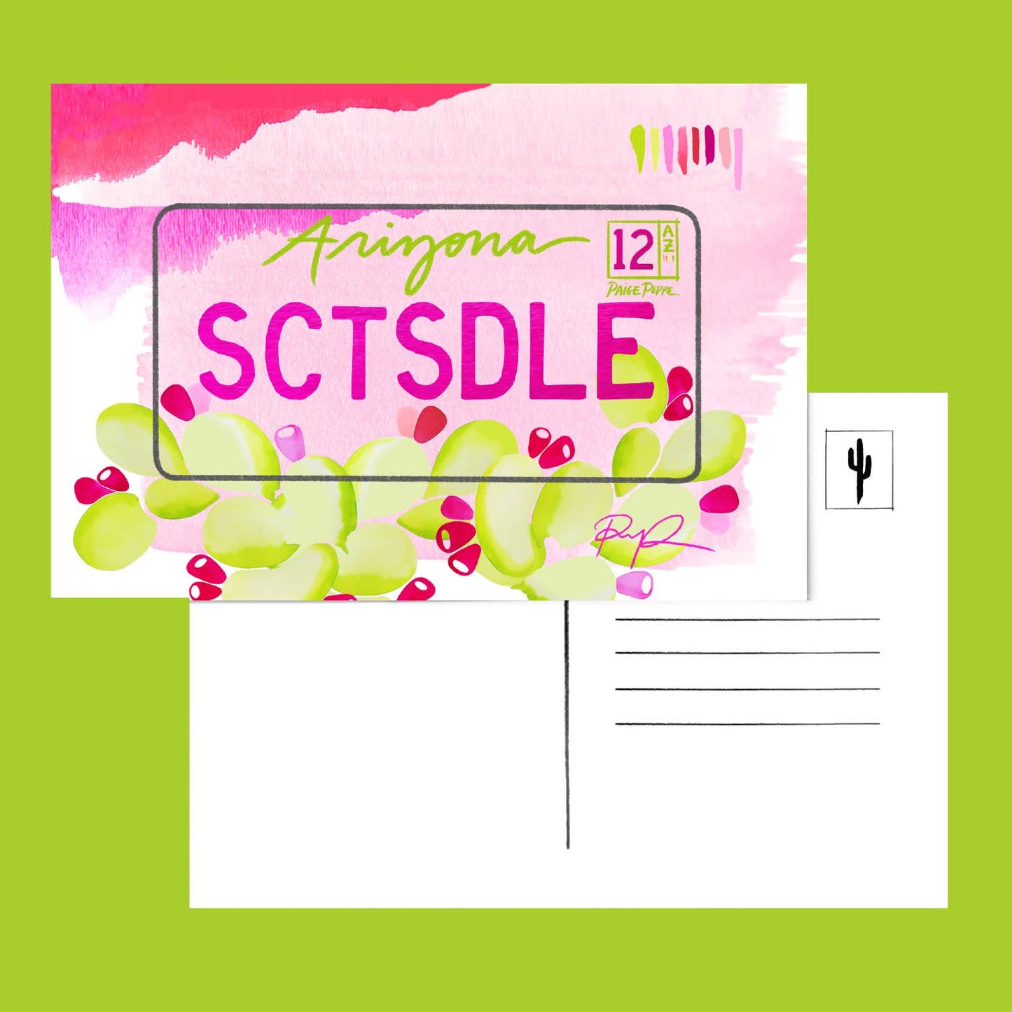 Arizona Desert License Plate Postcard