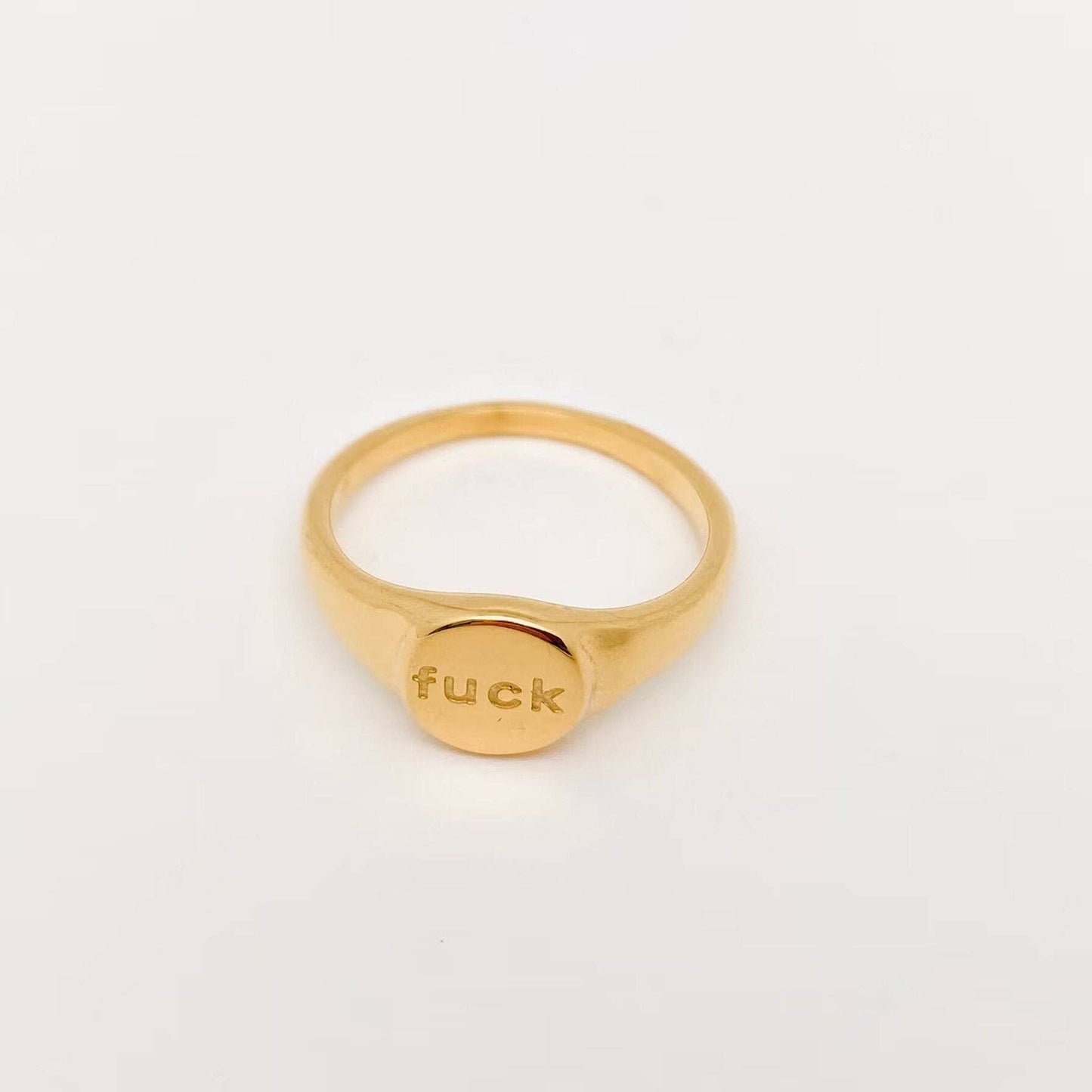 "Fuck" 18K Gold-Plated Stainless Steel Ring