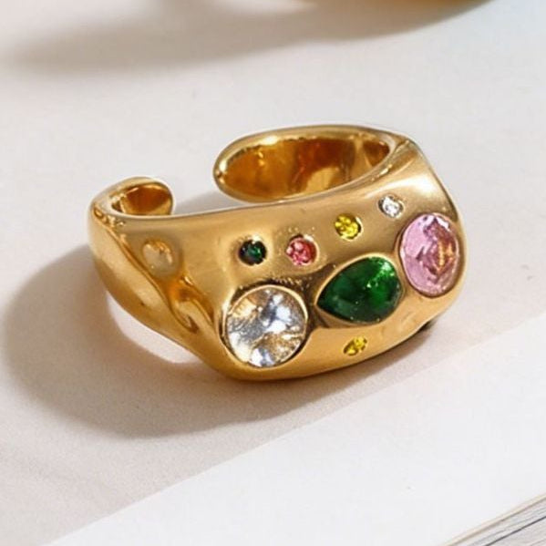 Orlume 18K Gold Non-Tarnish Colorful Dome Ring