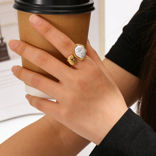 Orion Non-Tarnish Boho Ring with Statement Pearl In-Lay