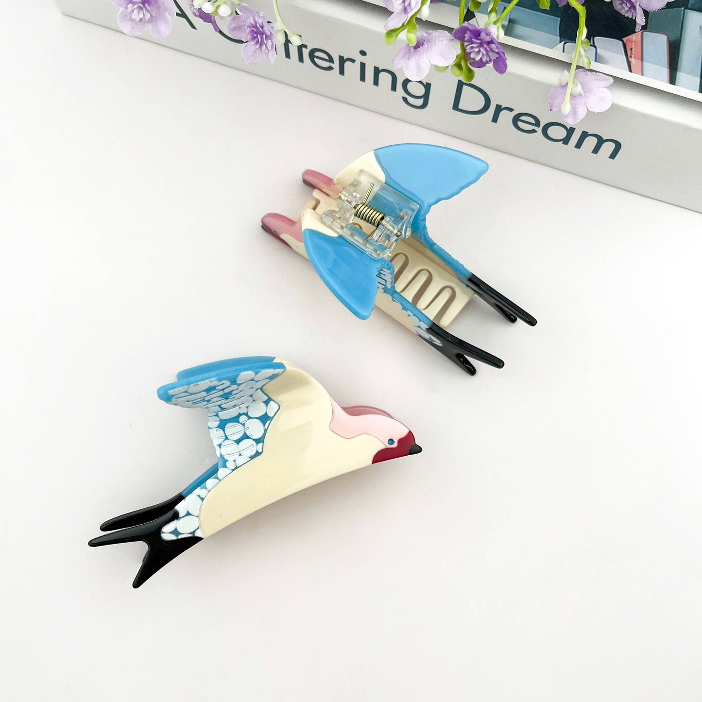Acetate Blue Swallow Hair Clip