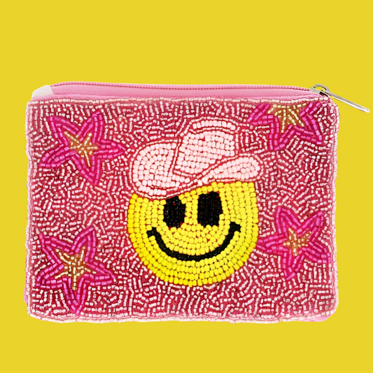 "Smiley Face Cowgirl" Beaded Coin Purse