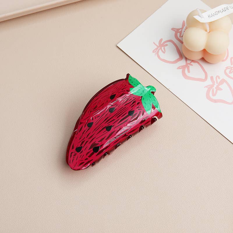 Strawberry Fruit-Inspired Hair Claw Clip