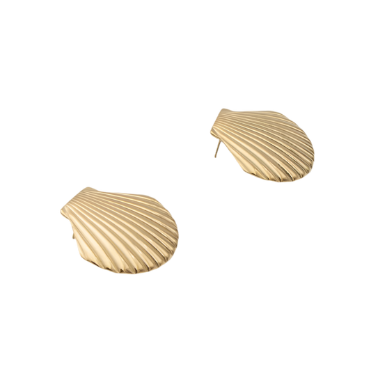 Gold Clamshell Earrings