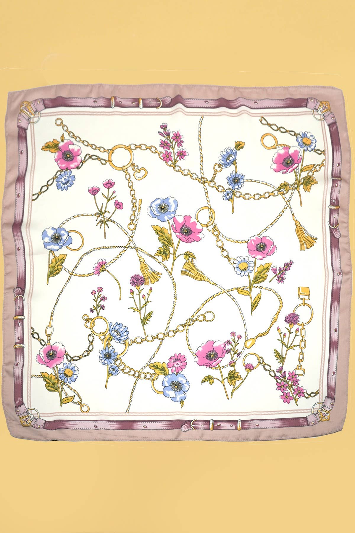 Vintage-Inspired Pink Floral Print Bandana Scarf