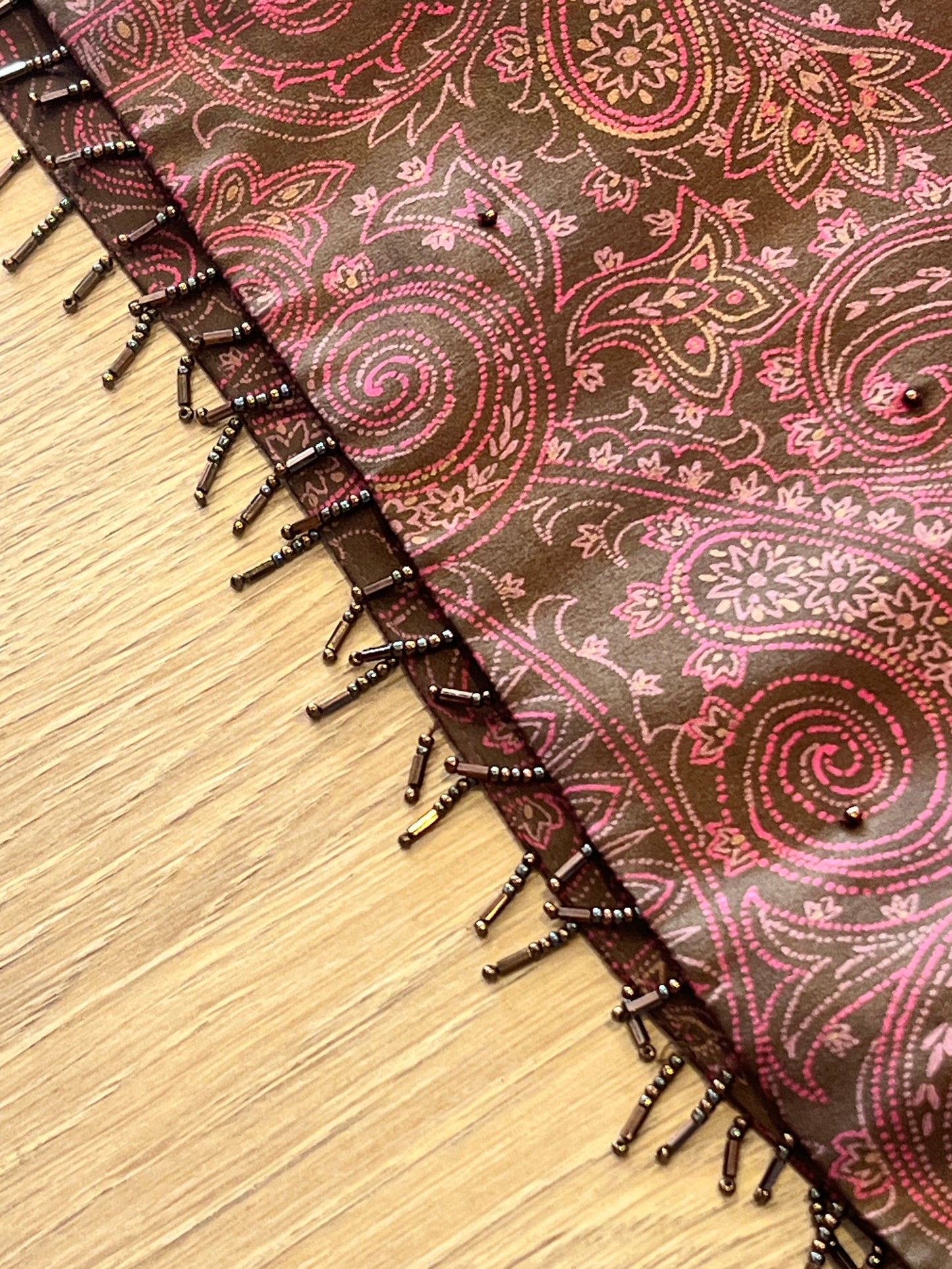 Y2K Ann Taylor LOFT Paisley Beaded Fringe Midi Skirt