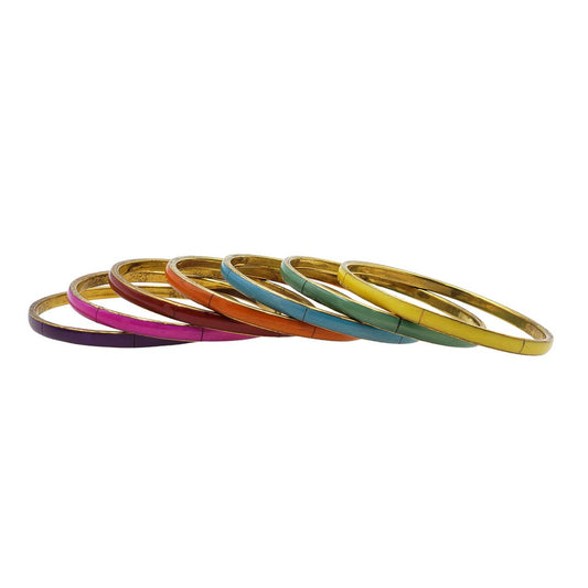 Assorted Color Bone and Brass Bangle Set