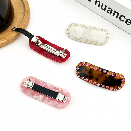 Rhinestone Oval Barrette Hair Clip