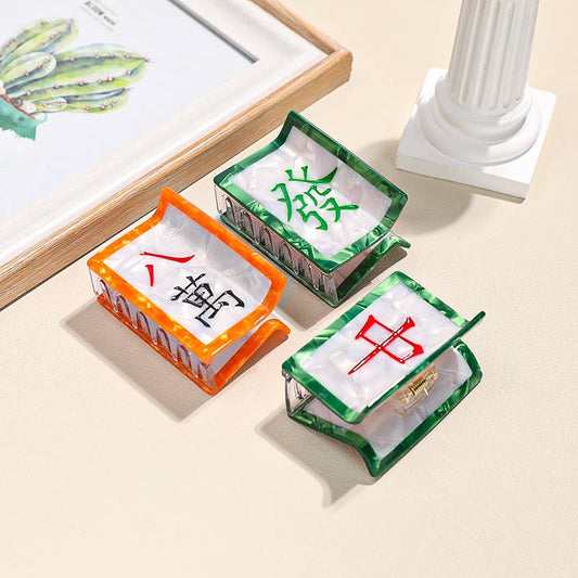 "Red Dragon" Mahjong Tile-Shaped Hair Clip