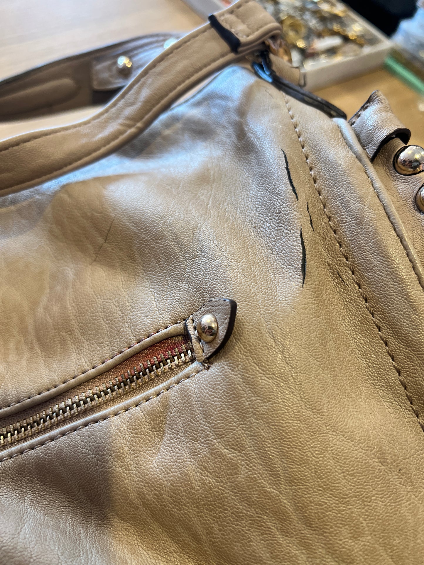 Y2K Jessica Simpson Grey Stud Large Hobo Tote Bag