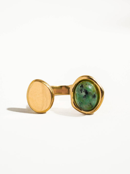 Orion Non-Tarnish Boho Ring with Statement Green Stone