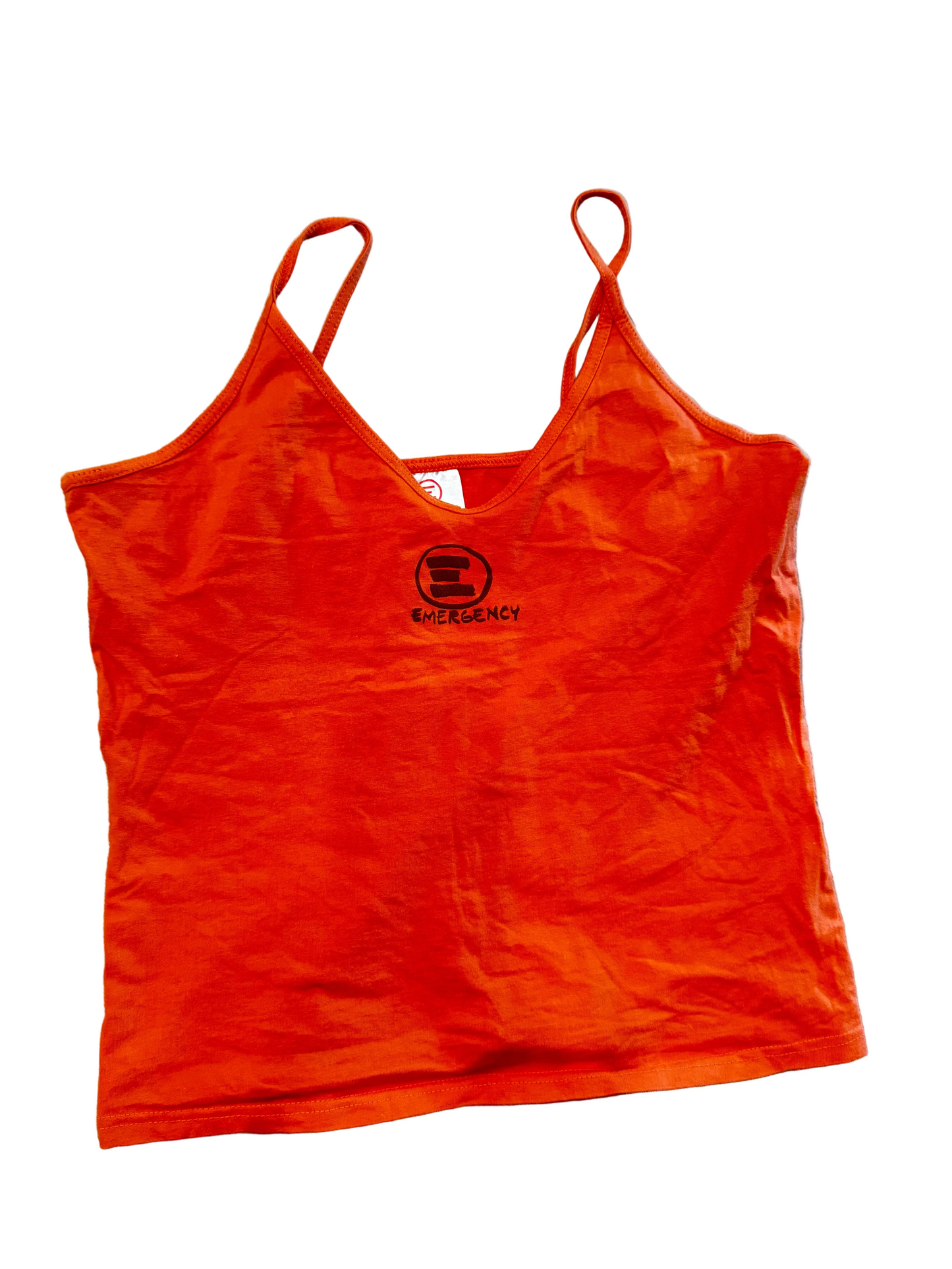 Y2K "Emergency" Orange Tank Top
