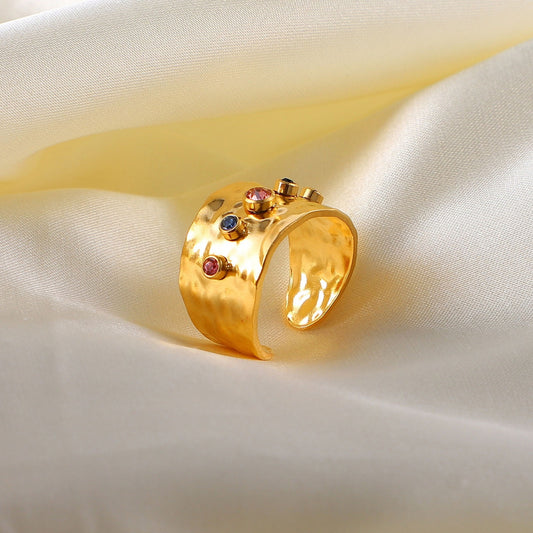 Multi-colored Whimsy Gem Cuff Ring
