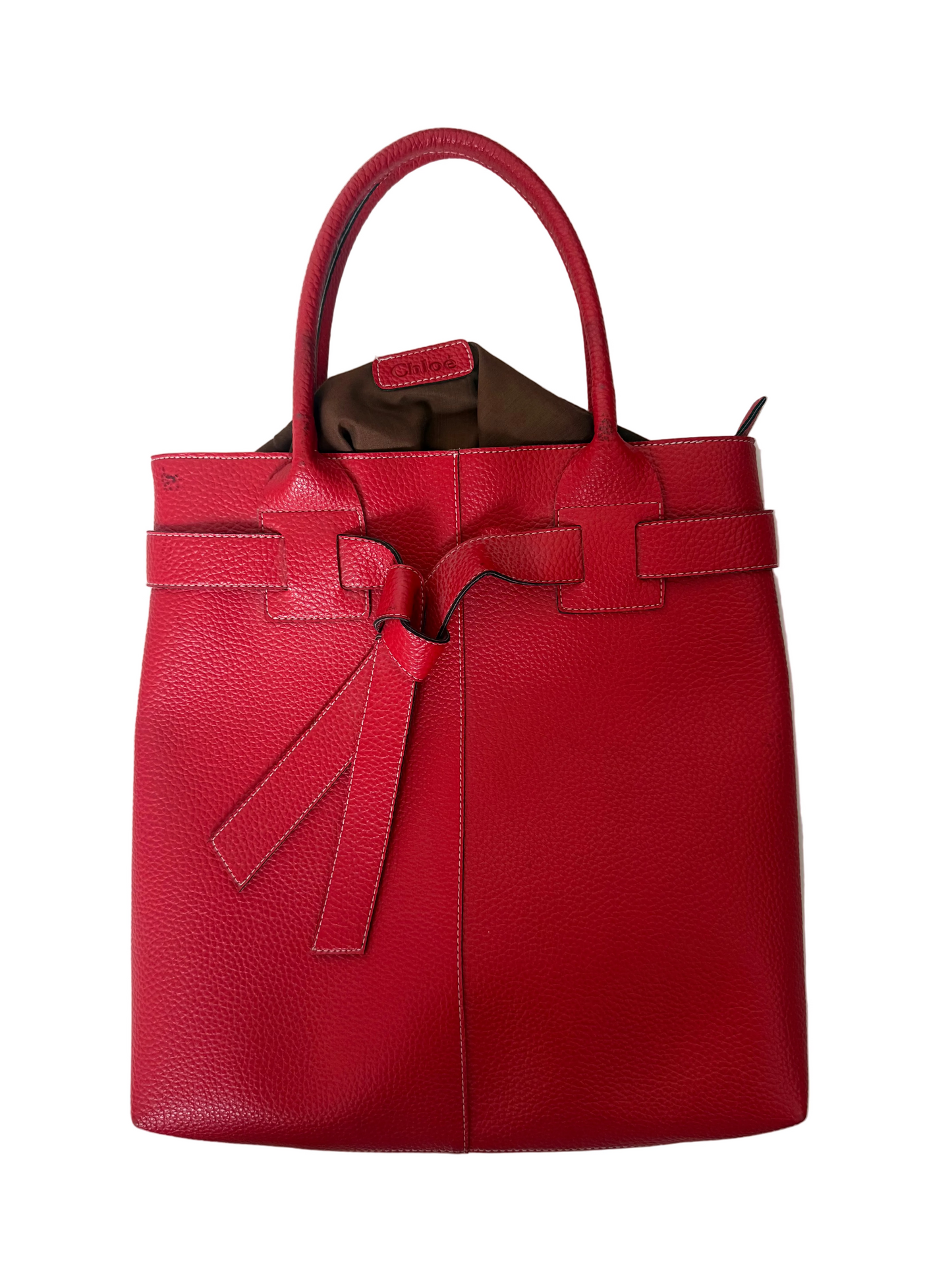 Large Red Chloé Ascot Leather Vintage Bag