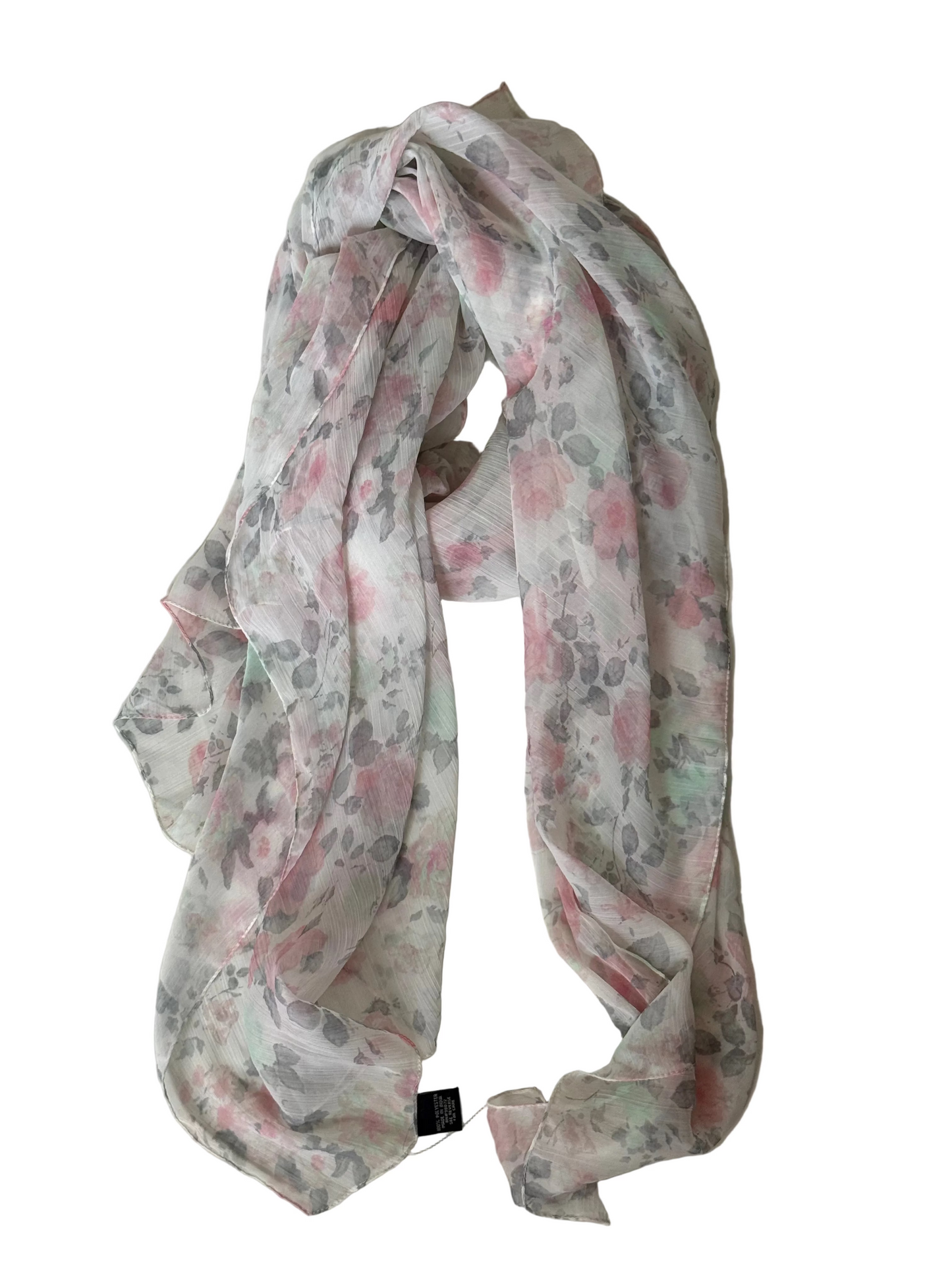 Vintage Pink Floral Chiffon Scarf