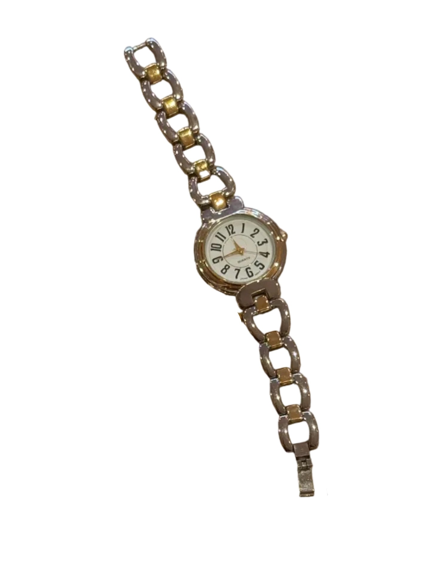 Vintage Two-Tone Link Bracelet Watch – Chunky Chain Bracelet Style | 2000s Statement