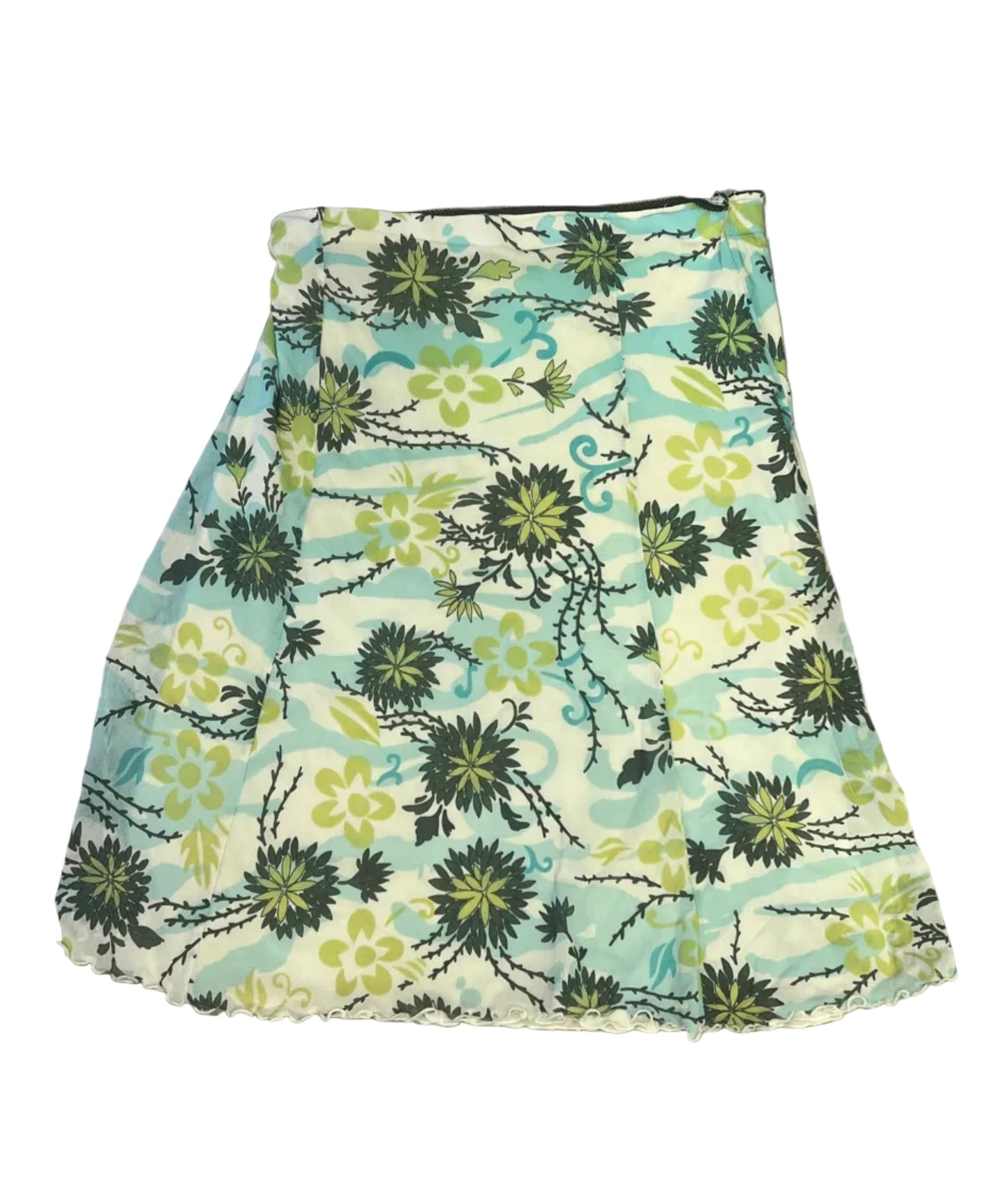 Biaginni Y2K Blue & Green Floral Slip Skirt