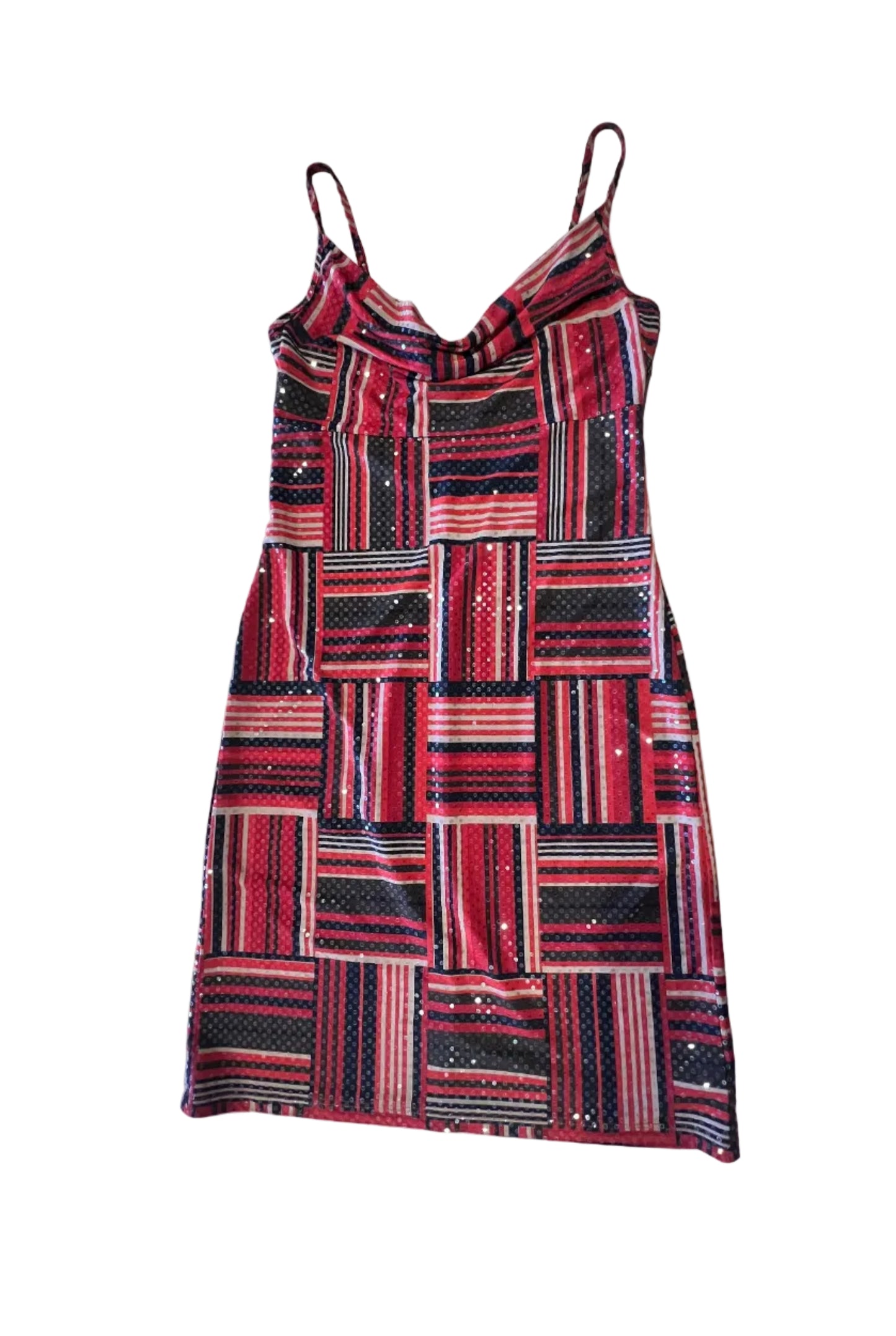 Vintage Aziz Sequins Geometric Pattern Mini Slip Dress