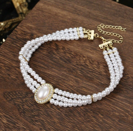 Baroque Imitation Pearl Choker with Pendant