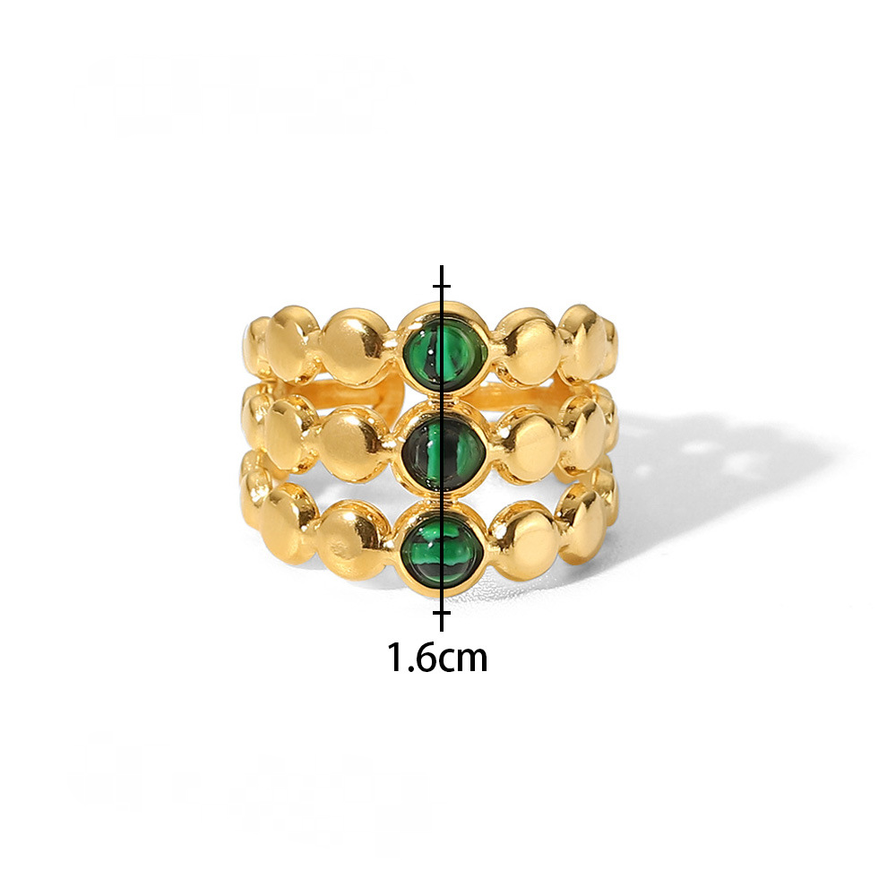 18K Gold-plated Stainless Steel Stone Rings