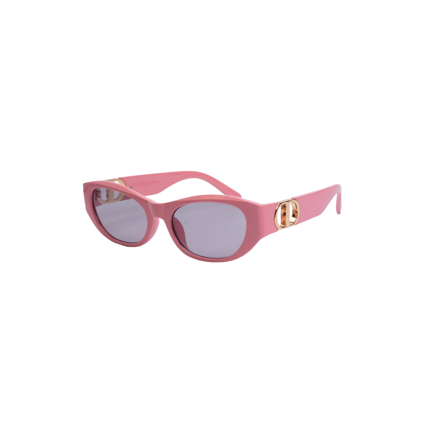 Oval Pink Statement Sunglasses with Gold Accent