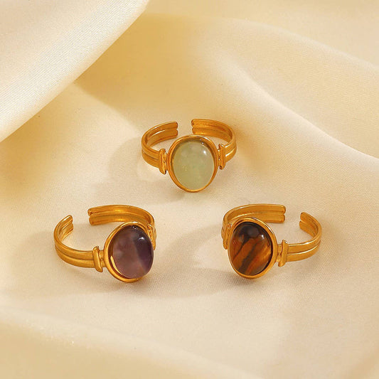 18K Stainless Steel Stone Ring