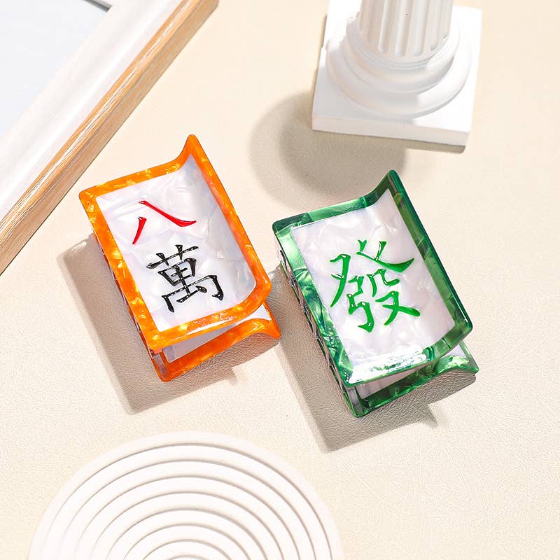 "Red Dragon" Mahjong Tile-Shaped Hair Clip
