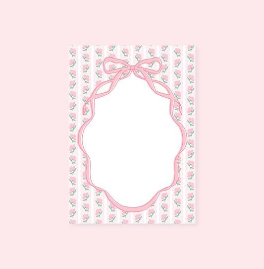 Pink Flower Ribbon Notepad