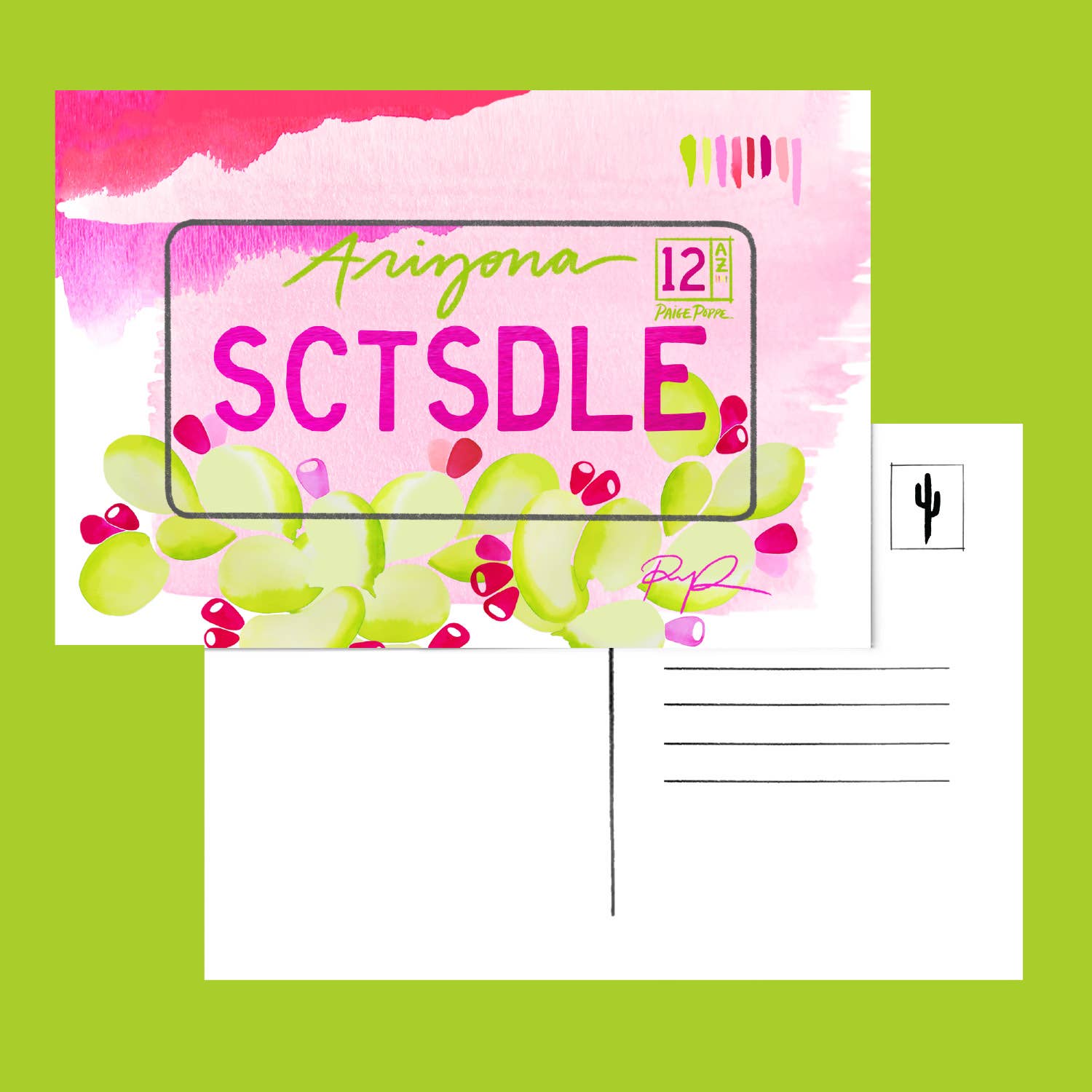 Arizona Desert License Plate Postcard