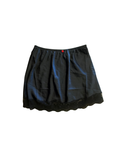 Vintage Black Satin Mini Skirt with Rosette Detail – Size Medium
