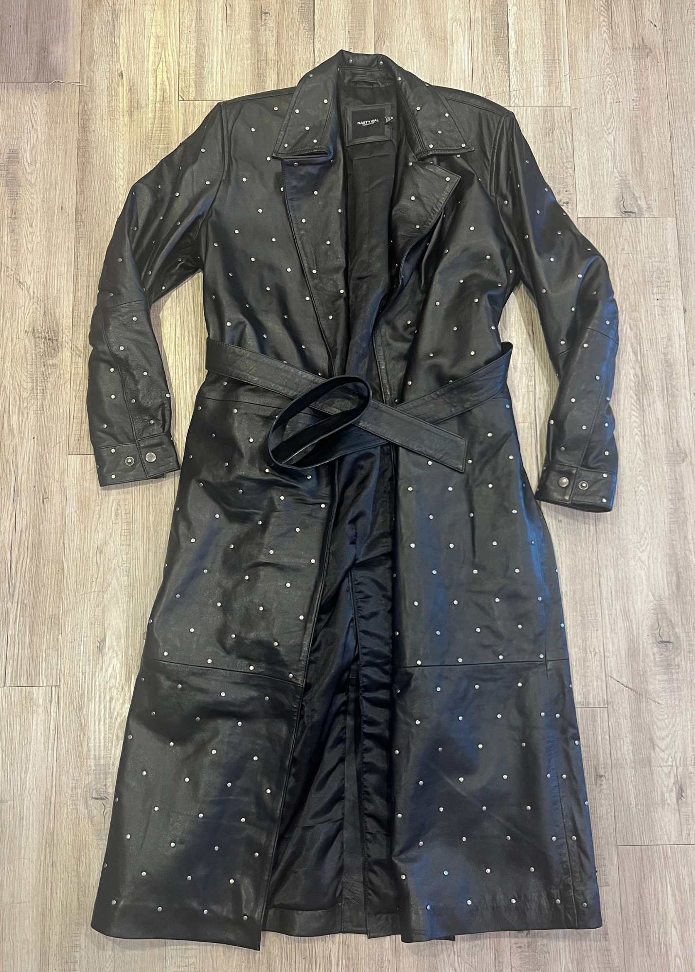 Nasty Gal x Maeve Reilly Leather Midi Studded Jacket & Bralette