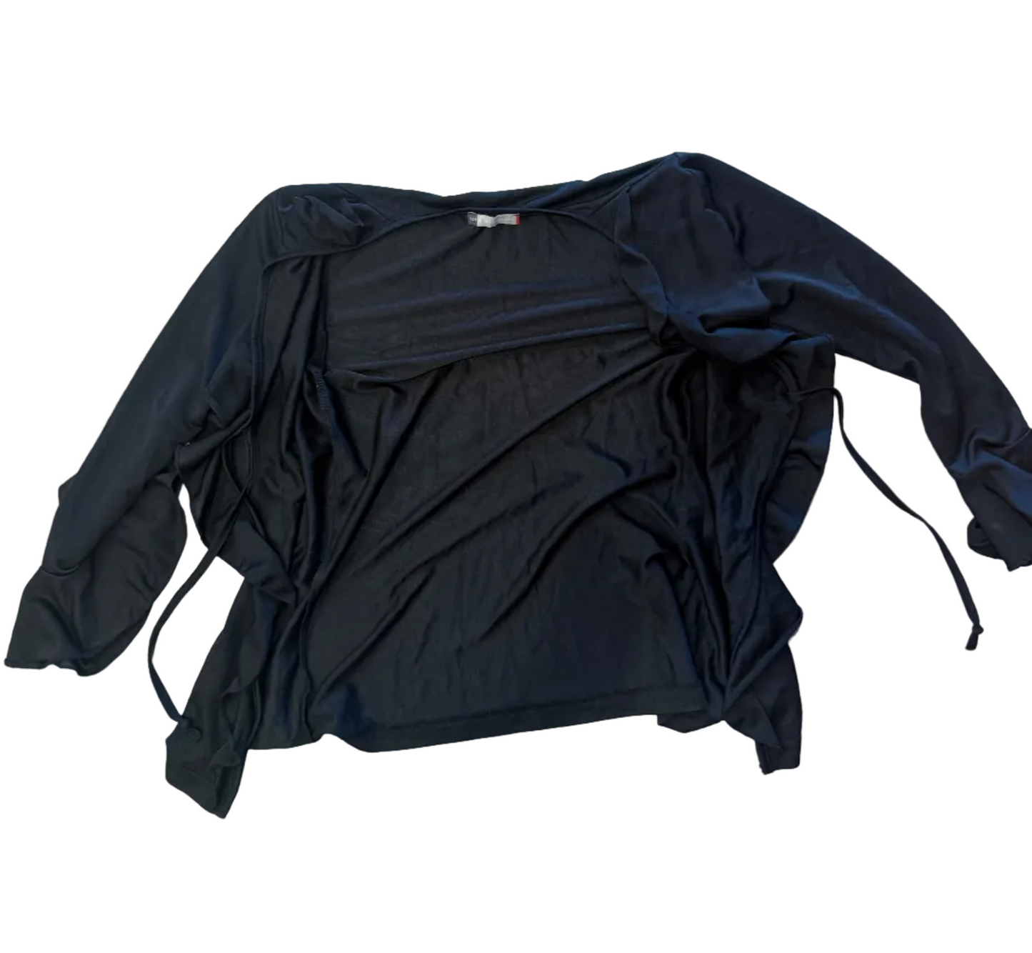 Y2K Black Sheer Ruffle Tie Top