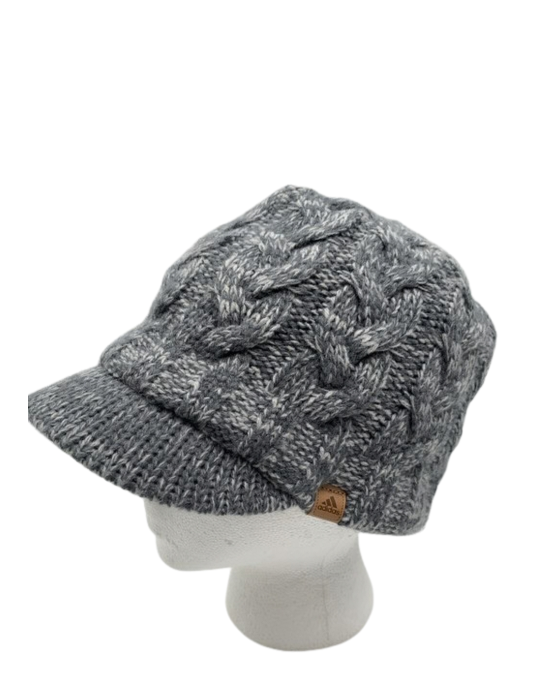 Vintage Adidas Gray Cable Knit Newsboy Hat