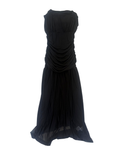 Black Mesh High-Neck Ruched Dress – Size Small