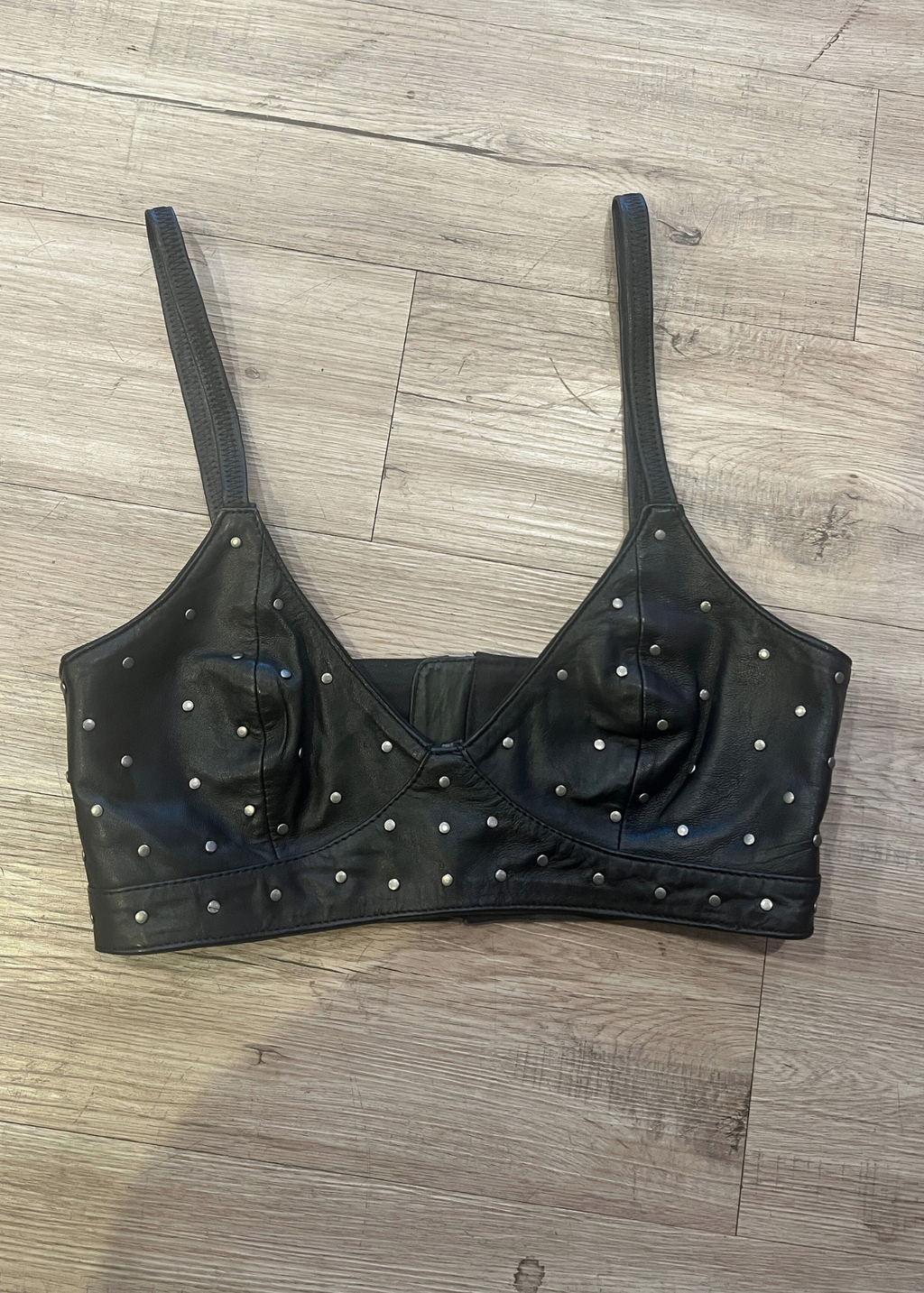 Nasty Gal x Maeve Reilly Leather Midi Studded Jacket & Bralette