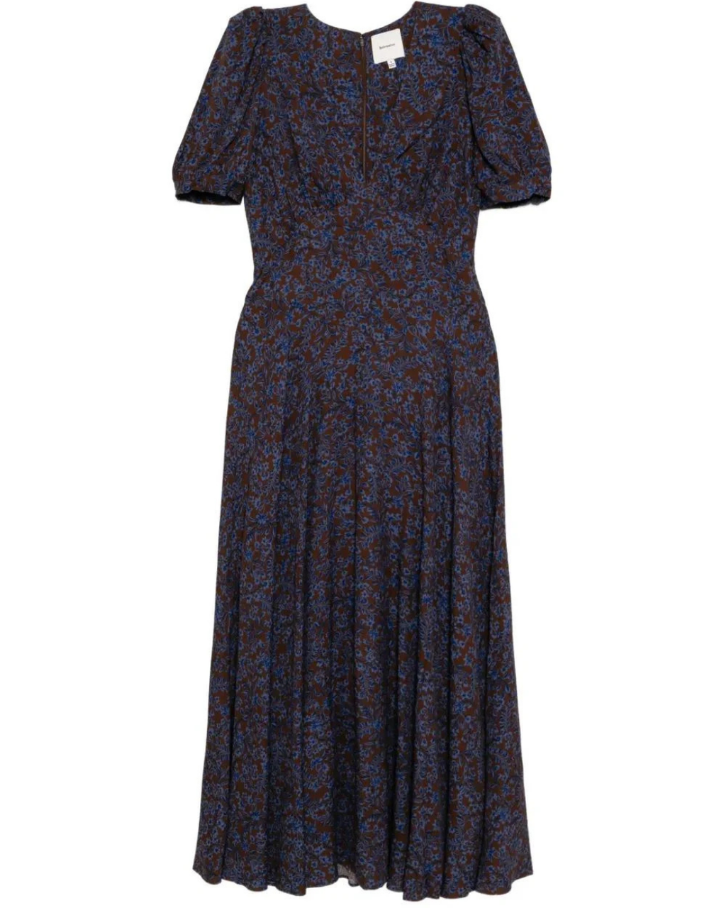 Reformation Naira Dress – Brown Blue Floral, Size Small