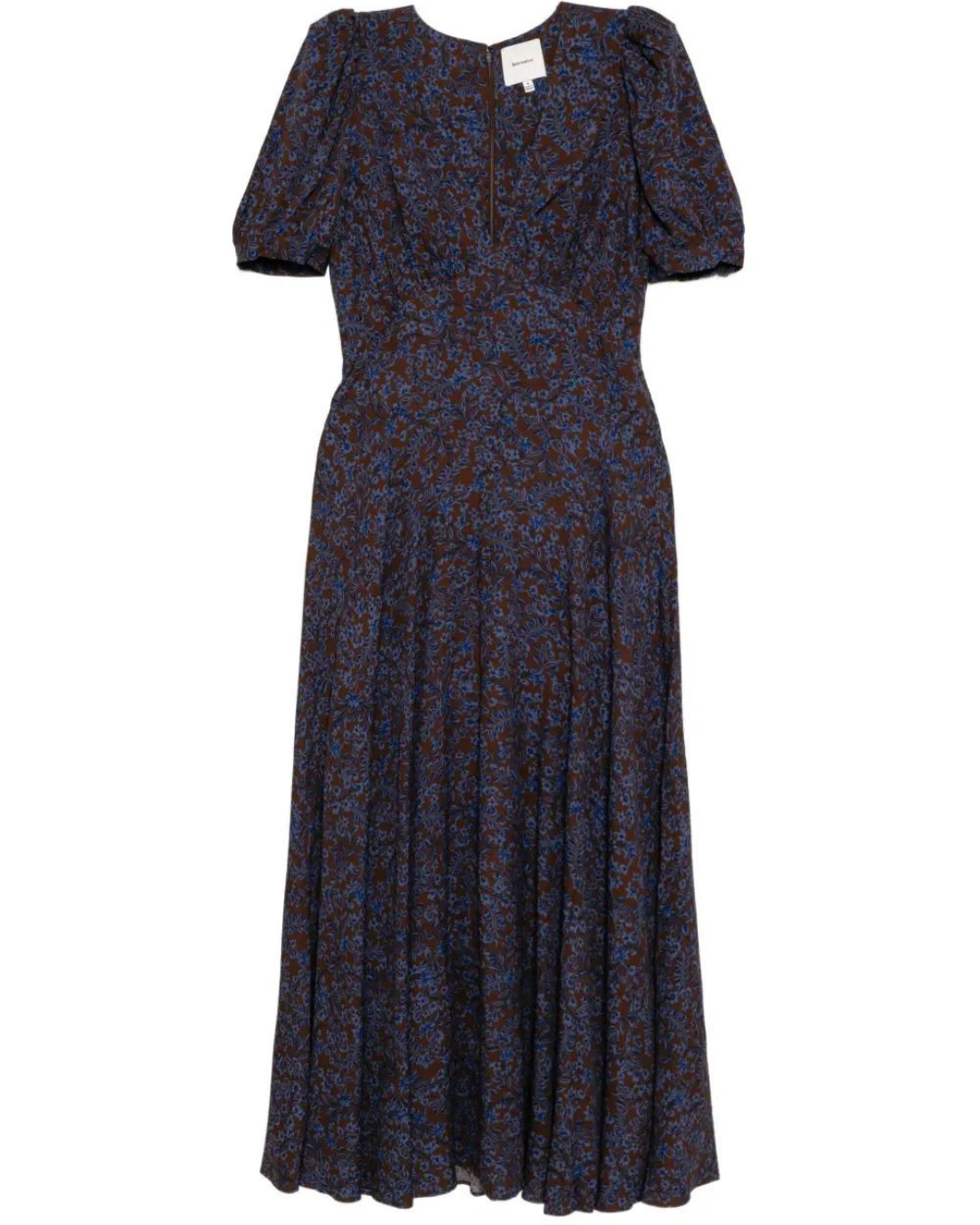 Reformation Naira Dress – Brown Blue Floral, Size Small