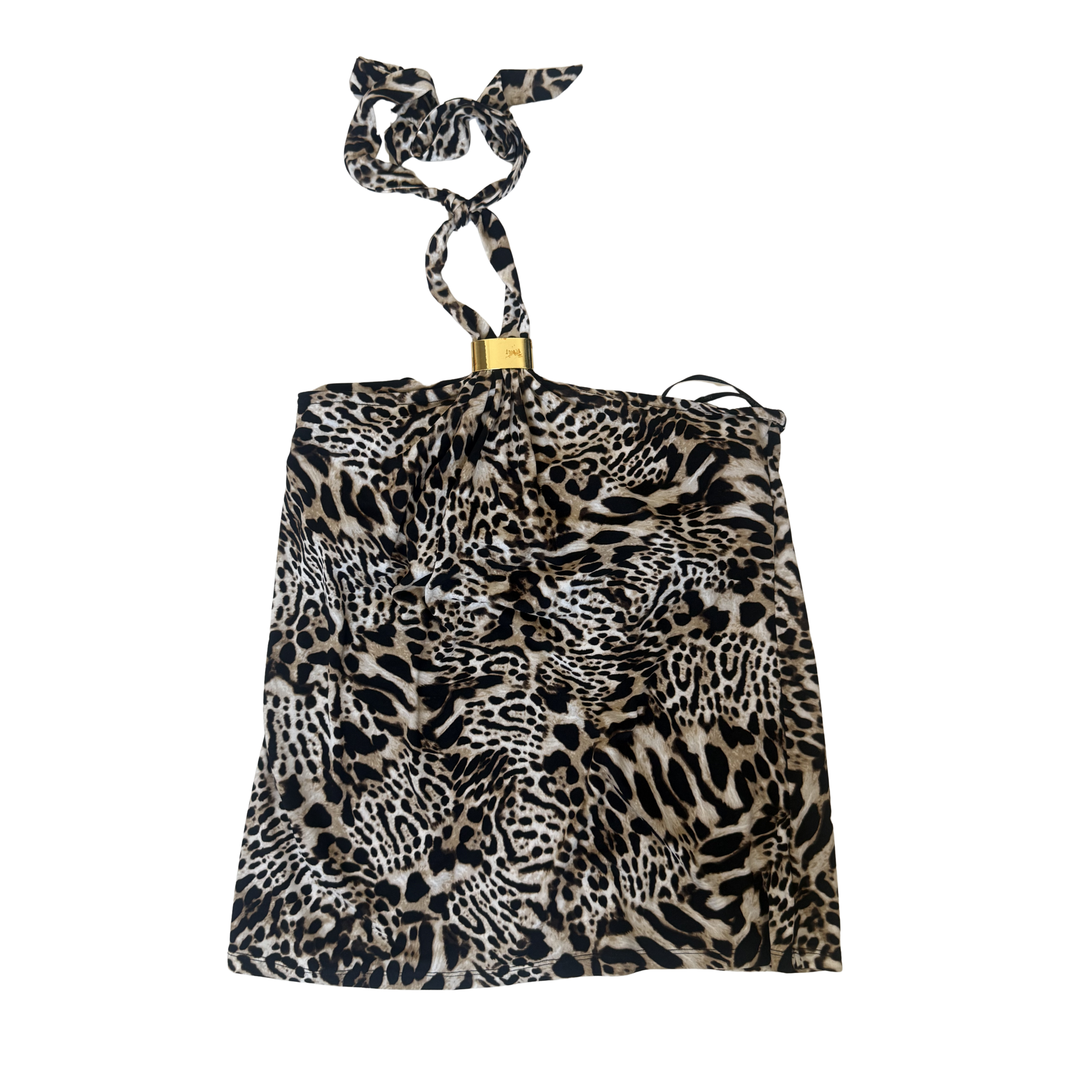 Calvin Klein Cheetah Print Tie-Neck Halter Top – Size Small