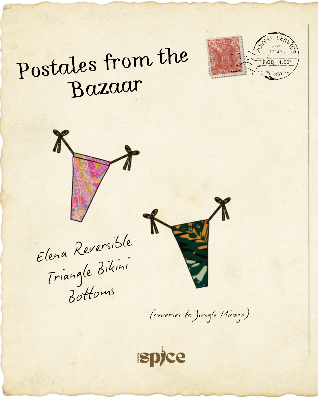 Elena Reversible Triangle Print Bottoms (Paisley Princess + Jungle Mirage) (PRE-ORDER)
