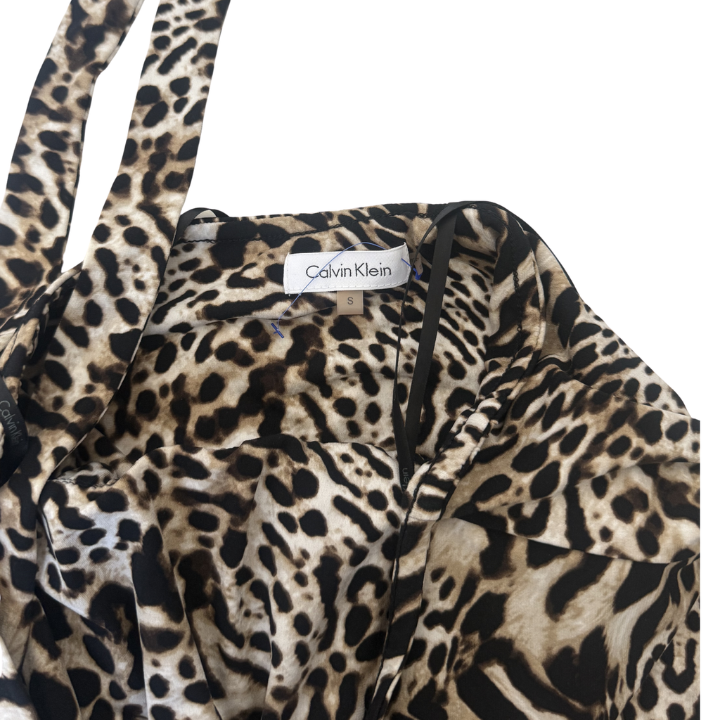 Calvin Klein Cheetah Print Tie-Neck Halter Top – Size Small