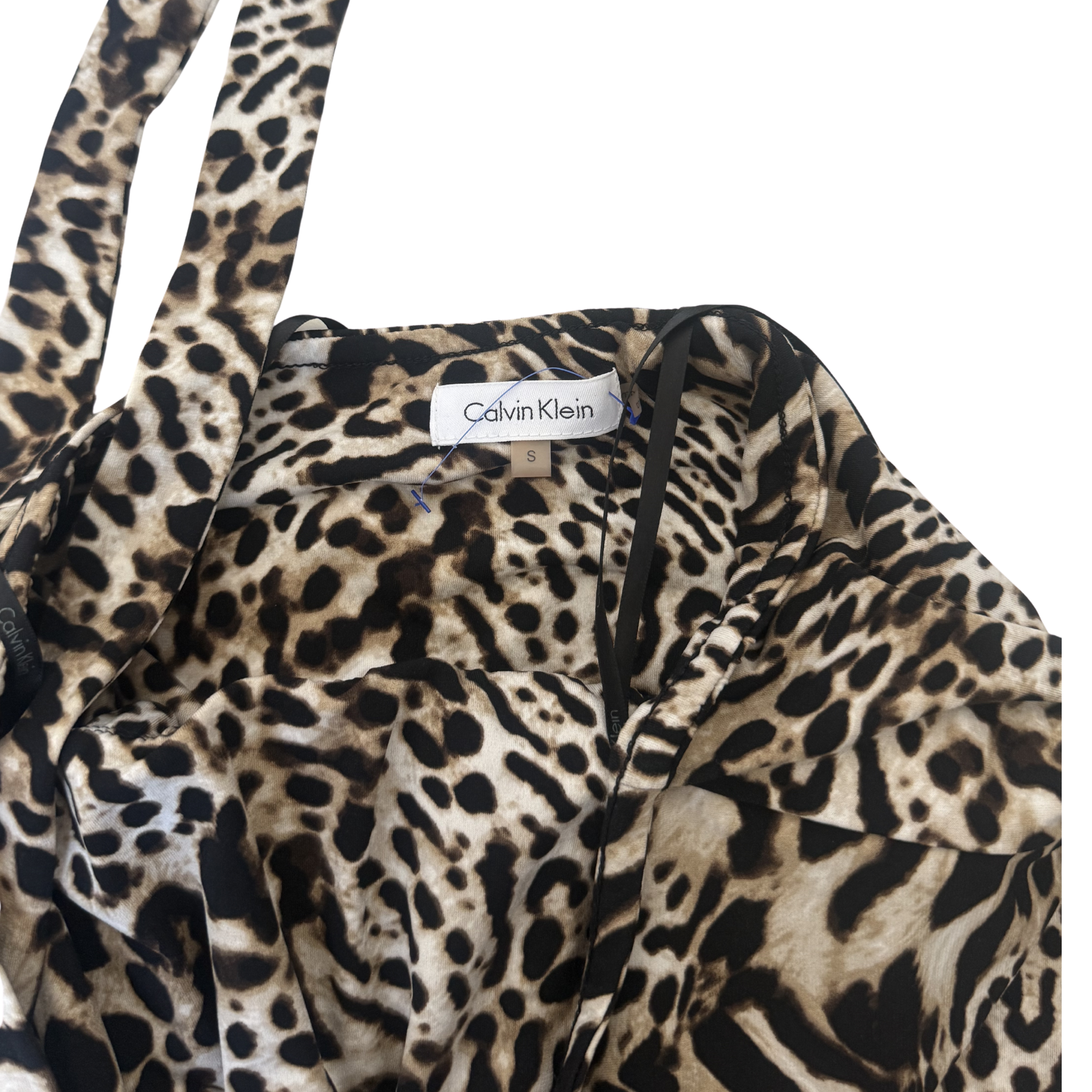 Calvin Klein Cheetah Print Tie-Neck Halter Top – Size Small