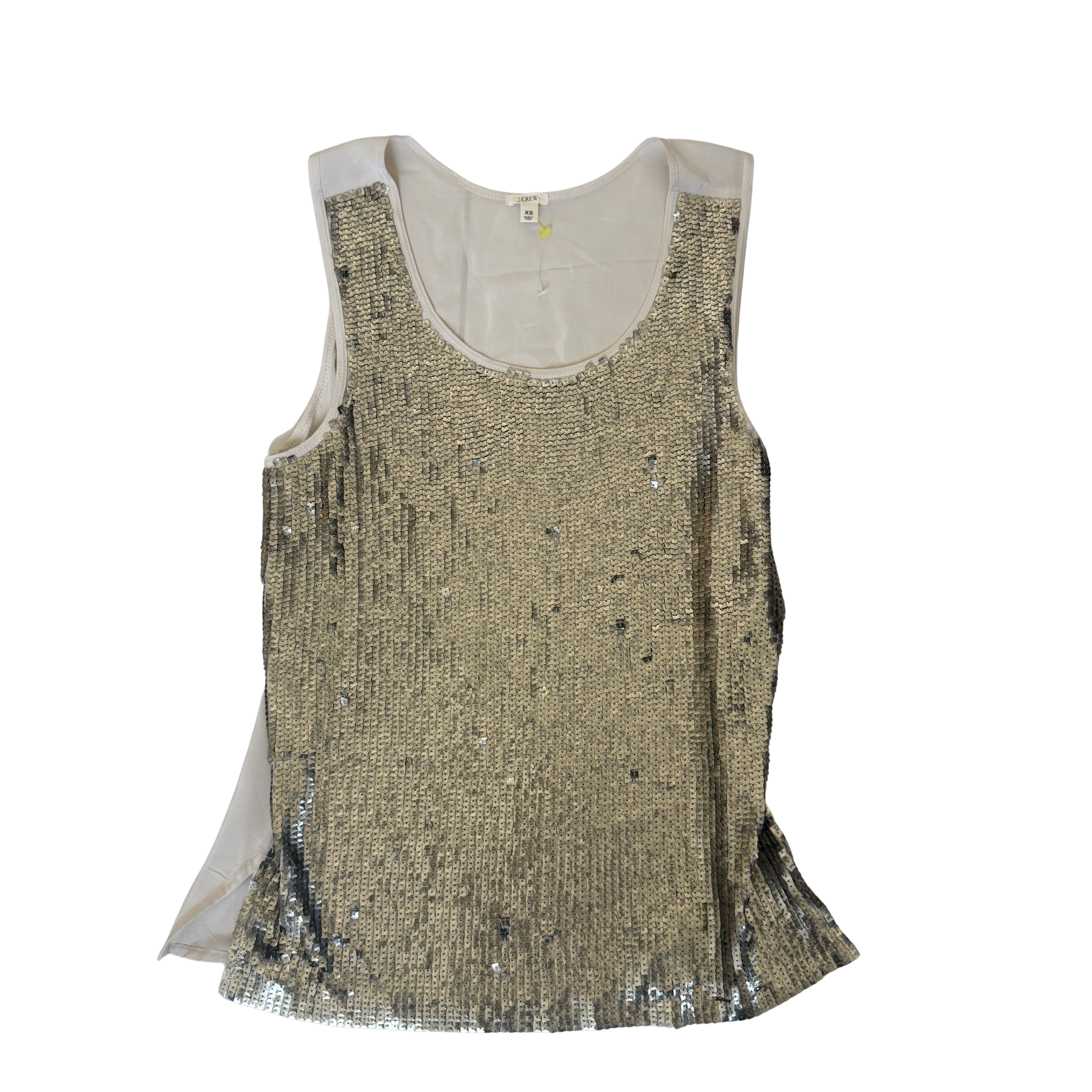 J.Crew Silver Sequin Top with Sheer Chiffon Back – Size Small