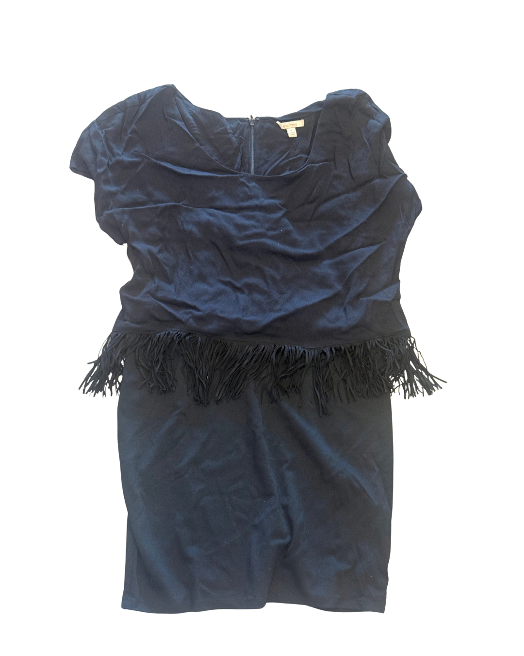 Vintage Ella Moss Black Fringe Dress – Size Medium