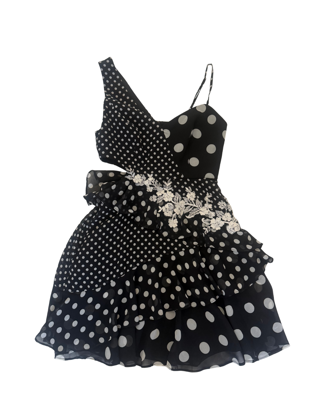 Vintage BCBG Polka Dot Ruffle Mini Dress – Size 2
