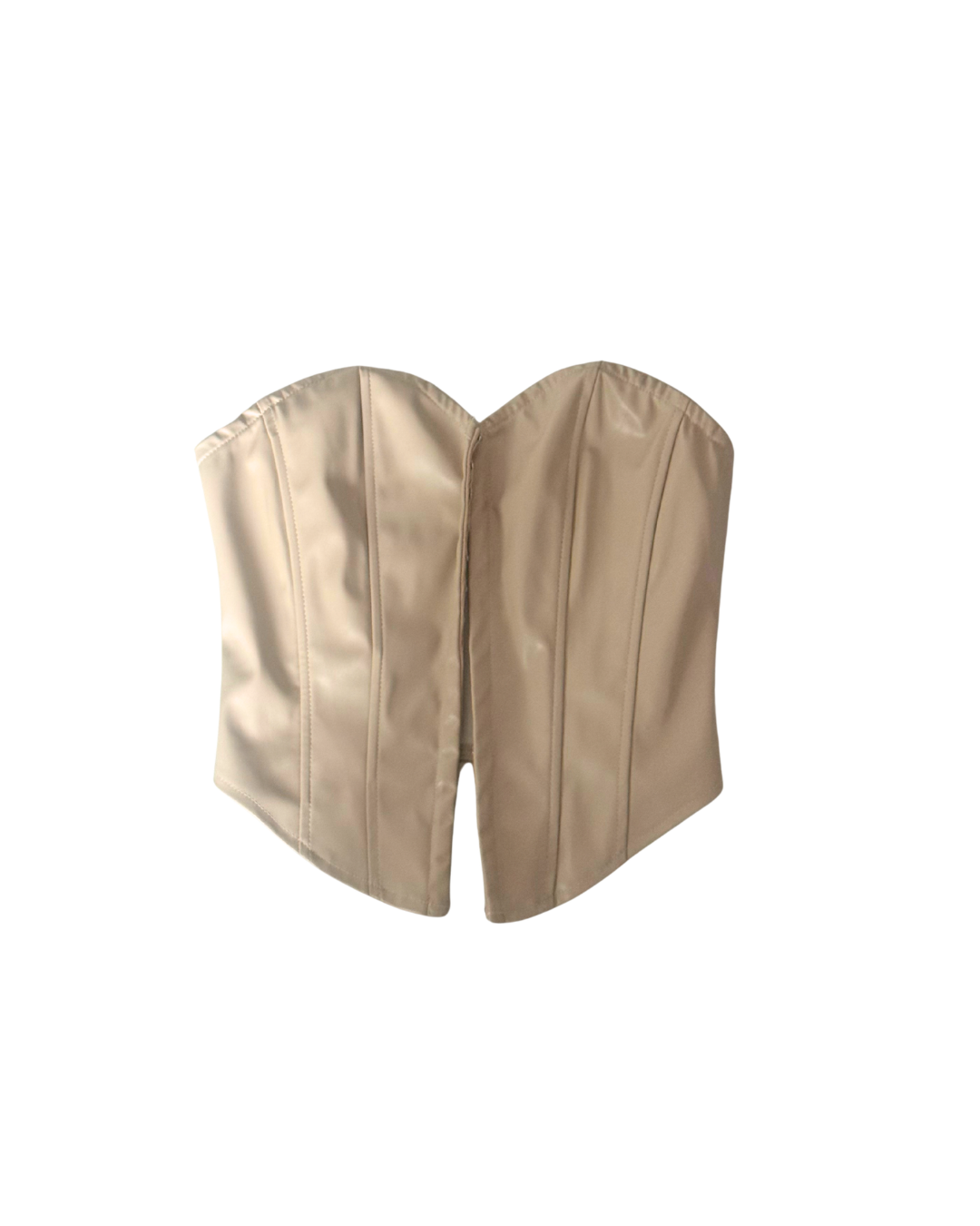 Beige Faux Leather Corset Top – Size XS