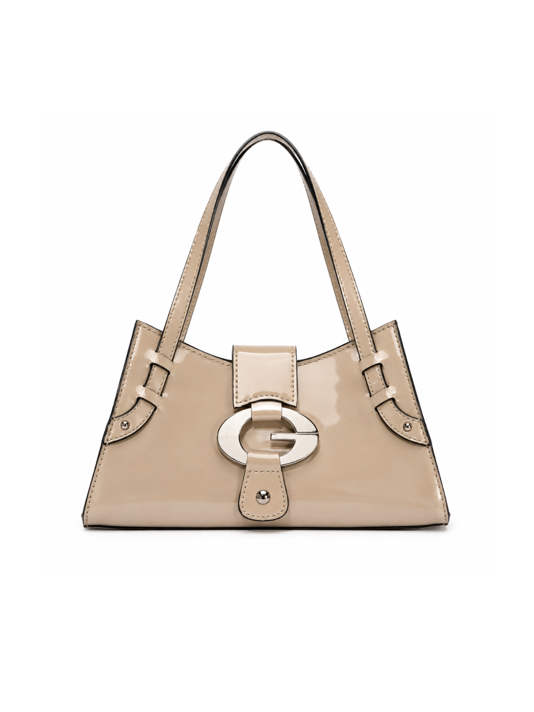 GUESS Y2K Patent Leather Shoulder Bag – Silver Hardware
