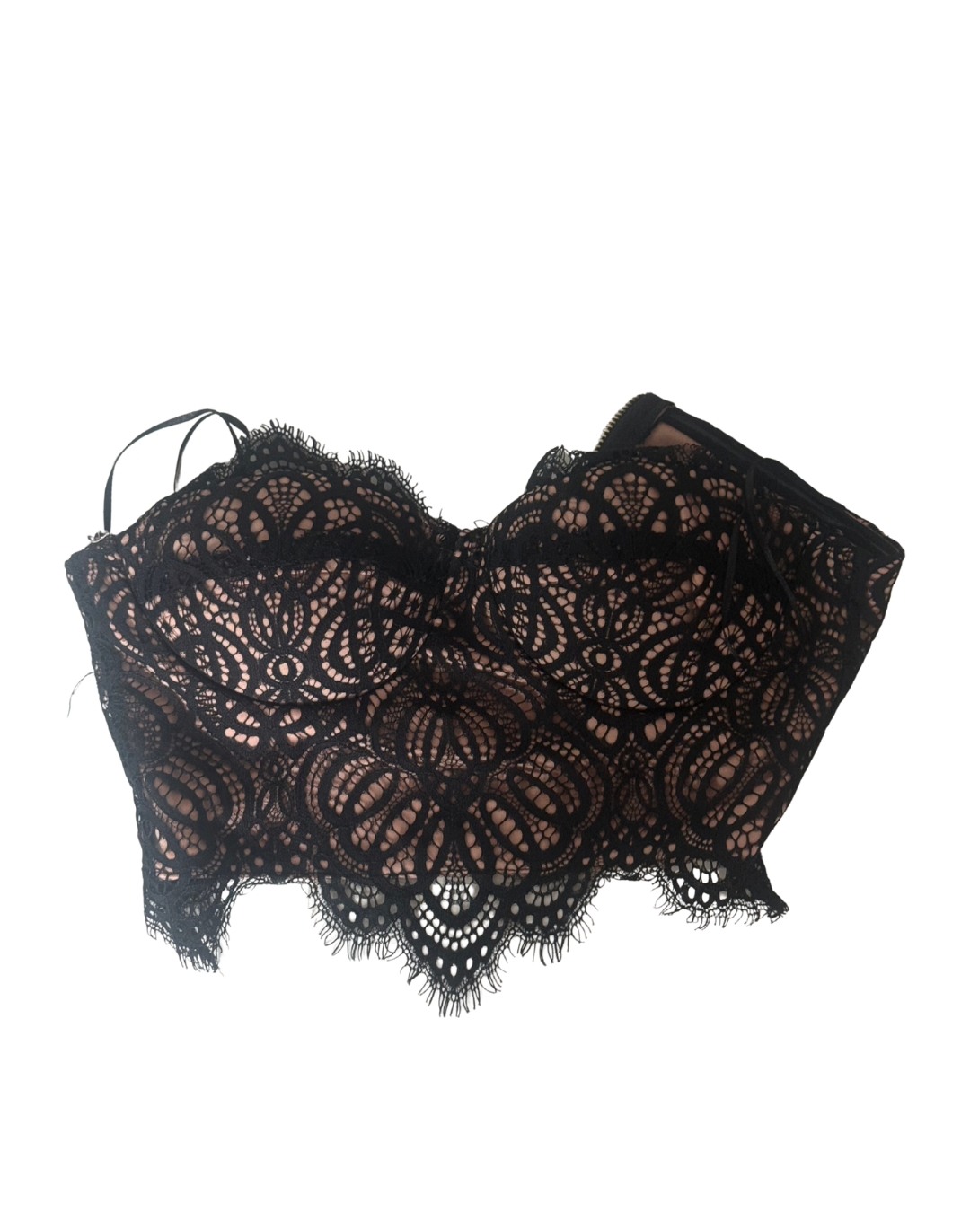 Nasty Gal Black & Nude Zip Corset Top - Size XS