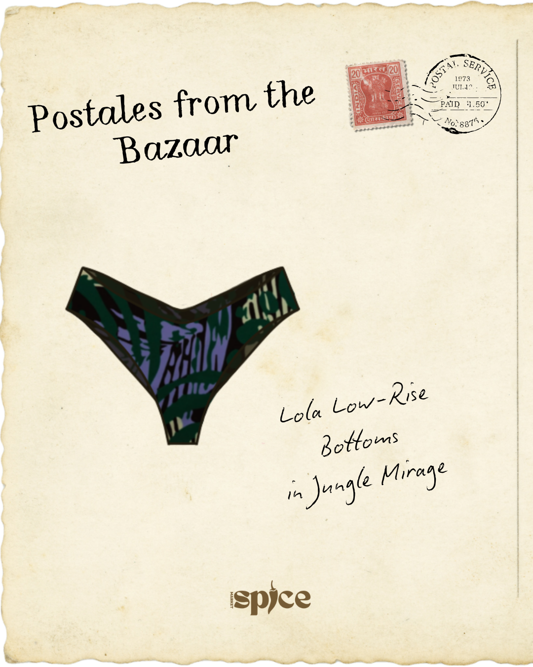 Lola Ruffled Bandeau Bikini Bottoms in Jungle Mirage ((PRE-ORDER)