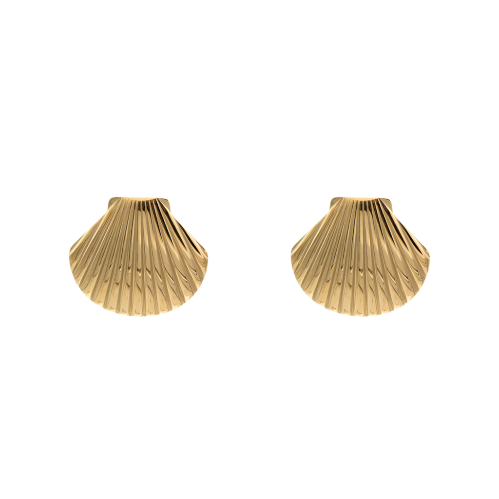 Gold Clamshell Earrings