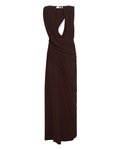 MESHKI Oria Chiffon Maxi Dress – Cacao Brown, Size Small